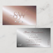 Luxe Roos Gold Silver Sparkle Diamonds Initialen Visitekaartje (Voorkant / Achterkant)