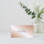 Luxe Roos Gold Silver Sparkle Diamonds Initialen Visitekaartje (Staand voorkant)