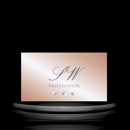 Luxe Roos Gold Silver Sparkle Diamonds Monogram Visitekaartje