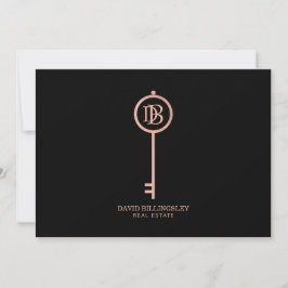 Luxe Roos Gold Skeleton Key Monogram Hartelijk dan Notitiekaartje