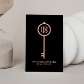 Luxe Roos Gold Skeleton Key Monogram Realtor Visitekaartje