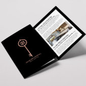 Luxe Roos Gold Skeleton Key Real Estate Brochure Drieluik Kaart