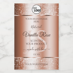Luxe Roos Gold Soft Glitter Product Labels Logo Voedselcontainer Etiket