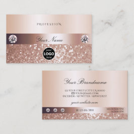 Luxe Roos Gold Sparking Glitter met Logo Visitekaartje