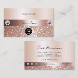 Luxe Roos Gold Sparking Glitter met Logo Visitekaartje