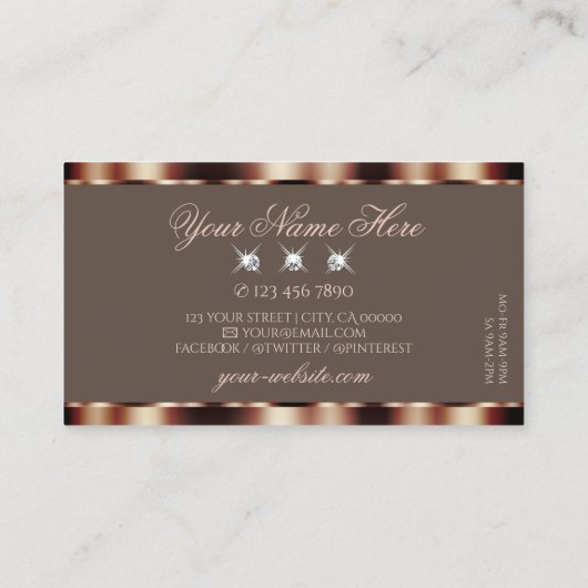 Luxe Roos Gold Sparkle Diamonds Glamoureuze Visitekaartje (Achterkant)