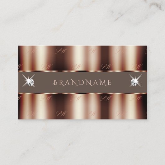 Luxe Roos Gold Sparkle Diamonds Initialen Visitekaartje (Voorkant)