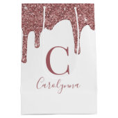 Luxe Roos Gold Sparkle Driving Glitter Monogram Medium Cadeauzakje (Achterkant)