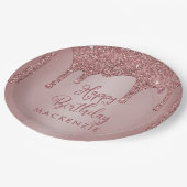 Luxe Roos Gold Sparkle Glitter Drift Birthday Papieren Bordje (Gekanteld)