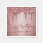 Luxe Roos Gold Sparkle Glitter Drift Birthday Servet (Voorkant)