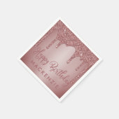 Luxe Roos Gold Sparkle Glitter Drift Birthday Servet (Hoek)