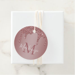 Luxe Roos Gold Sparkle Glitter Drift Monogram Bedankjes Labels