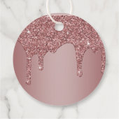 Luxe Roos Gold Sparkle Glitter Drift Monogram Bedankjes Labels (Achterkant)