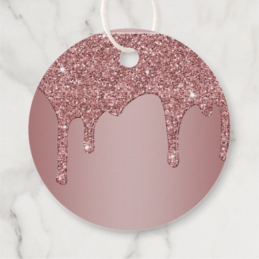 Luxe Roos Gold Sparkle Glitter Drift Monogram Bedankjes Labels (Achterkant)