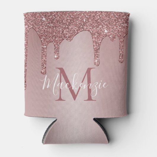 Luxe Roos Gold Sparkle Glitter Drift Monogram Blikjeskoeler (Voorkant)