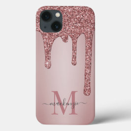 Luxe Roos Gold Sparkle Glitter Drift Monogram Case-Mate iPhone Case