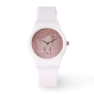 Luxe Roos Gold Sparkle Glitter Drift Monogram Horloge