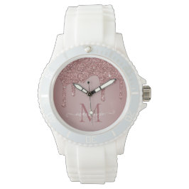 Luxe Roos Gold Sparkle Glitter Drift Monogram Horloge