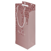 Luxe Roos Gold Sparkle Glitter Drift Monogram Wijn Cadeautas (Achterkant Gekanteld)