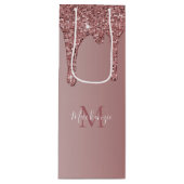 Luxe Roos Gold Sparkle Glitter Drift Monogram Wijn Cadeautas (Voorkant)