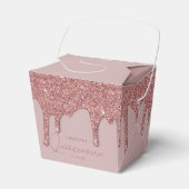 Luxe Roos Gold Sparkle Glitter Drift Quinceanera Bedankdoosjes (Voorkant Zijde)