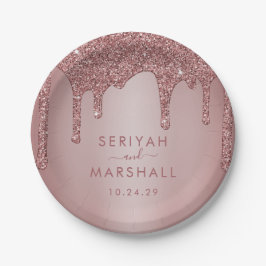 Luxe Roos Gold Sparkle Glitter Drift Weddenschap Papieren Bordje