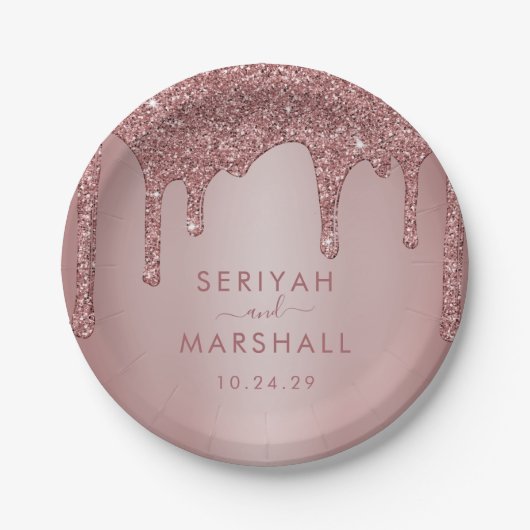 Luxe Roos Gold Sparkle Glitter Drift Weddenschap Papieren Bordje (Voorkant)