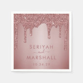 Luxe Roos Gold Sparkle Glitter Drift Weddenschap Servet (Voorkant)