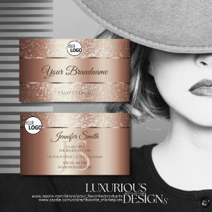 Luxe Roos Gold Sparkle Glitter Initialen Logo Visitekaartje