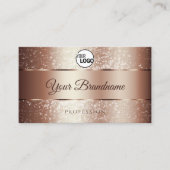 Luxe Roos Gold Sparkle Glitter Initialen Logo Visitekaartje (Voorkant)