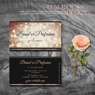 Luxe Roos Gold Sparkle Glitter Stars Black Visitekaartje