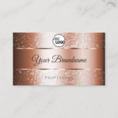 Luxe Roos Gold Sparkly Glitter Initialen en Logo Visitekaartje (Voorkant)