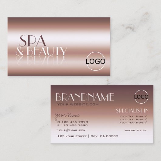 Luxe Roos Gold Stylish Mirror Letters met Logo Visitekaartje (Voorkant / Achterkant)