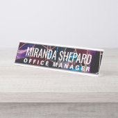 Luxe Roos Gold vloeibare verf Marmer Bureau Naambordje (Voorkant)