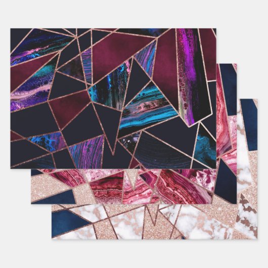 Luxe Roos Gold vloeibare verf Marmer Inpakpapier Vel (Set)