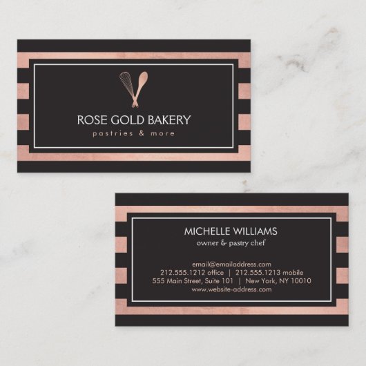 Luxe Roos Gold Whisk Spoon Logo Bakery II Visitekaartje (Voorkant / Achterkant)