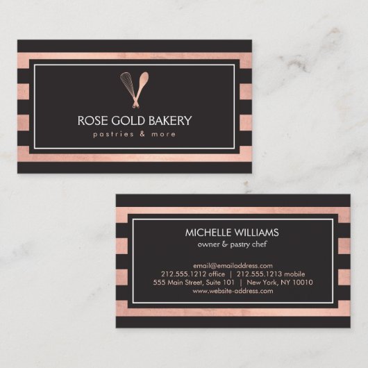 Luxe Roos Gold Whisk Spoon Logo Bakery II Visitekaartje (Voorkant / Achterkant)