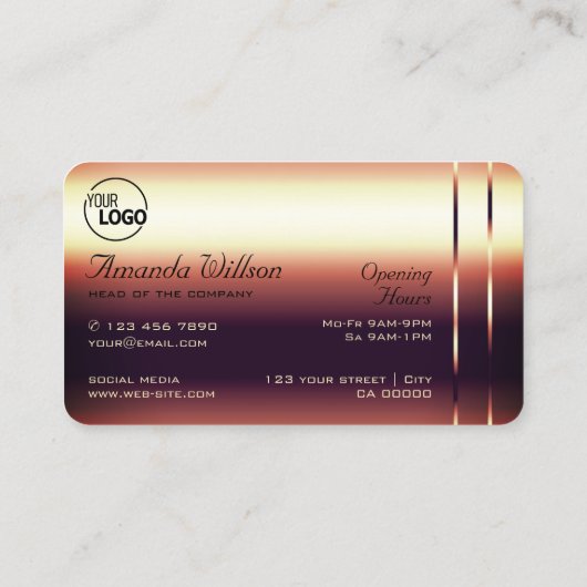 Luxe Roos Golden  Decor Diamanten en Logo Visitekaartje (Achterkant)