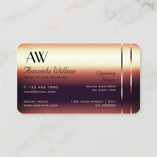 Luxe Roos Golden  Decor Diamonds Monogram Visitekaartje (Achterkant)