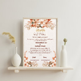 Luxe Roos Goud Bloemen Lijst Nikah contract Poster