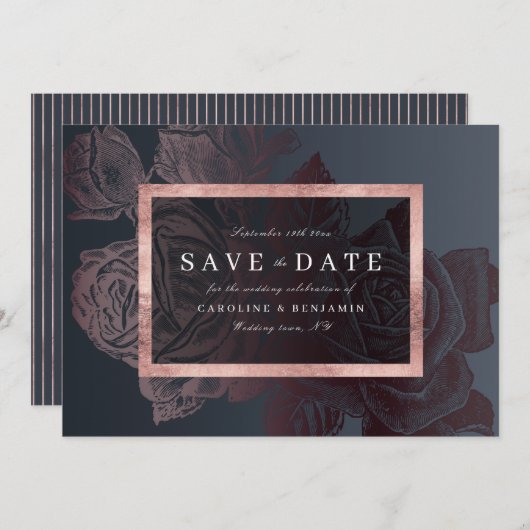 Luxe roos goud botanisch met uitzondering van de save the date (Voorkant / Achterkant)