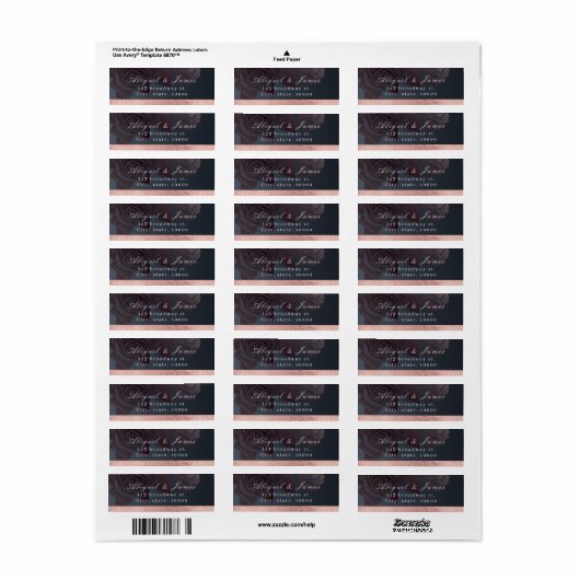 Luxe roos goud  botanisch retouradres etiket (Full Sheet)