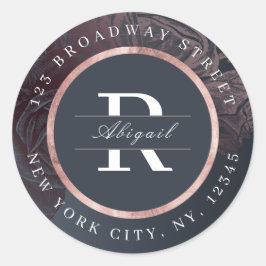 Luxe roos goud  botanisch retouradres ronde sticker