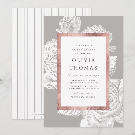 Luxe roos goud  botanisch Vrijgezellenfeest Kaart (Voorkant / Achterkant)