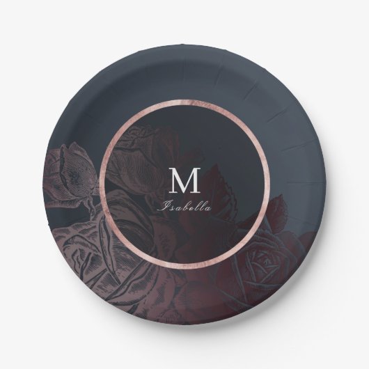 Luxe roos goud  botanisch vrijgezellenfeest papieren bordje (Voorkant)