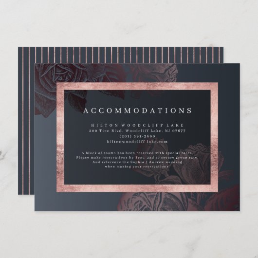 Luxe roos goud  botanische accommodatie informatiekaartje (Voorkant / Achterkant)