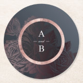 Luxe roos goud  botanische bruiloft monogram ronde kartonnen onderzetter (Voorkant)