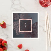 Luxe roos goud  botanische bruiloft monogram servet (Insitu)