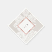 Luxe roos goud  botanische bruiloft monogram servet (Hoek)