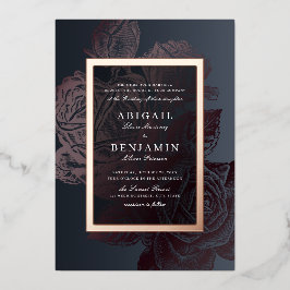 Luxe roos goud  botanische florale bruiloft folie uitnodiging